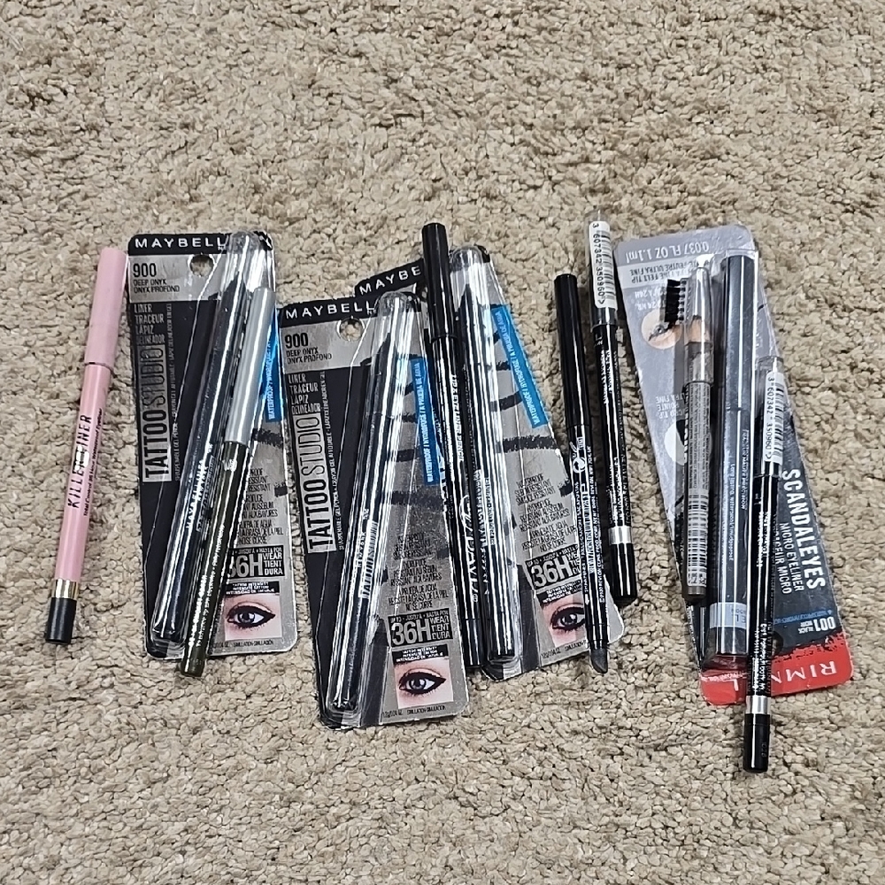 Too Faced And Maybelline Eyeliner and Rimmel Scandaleyes Set Of 11